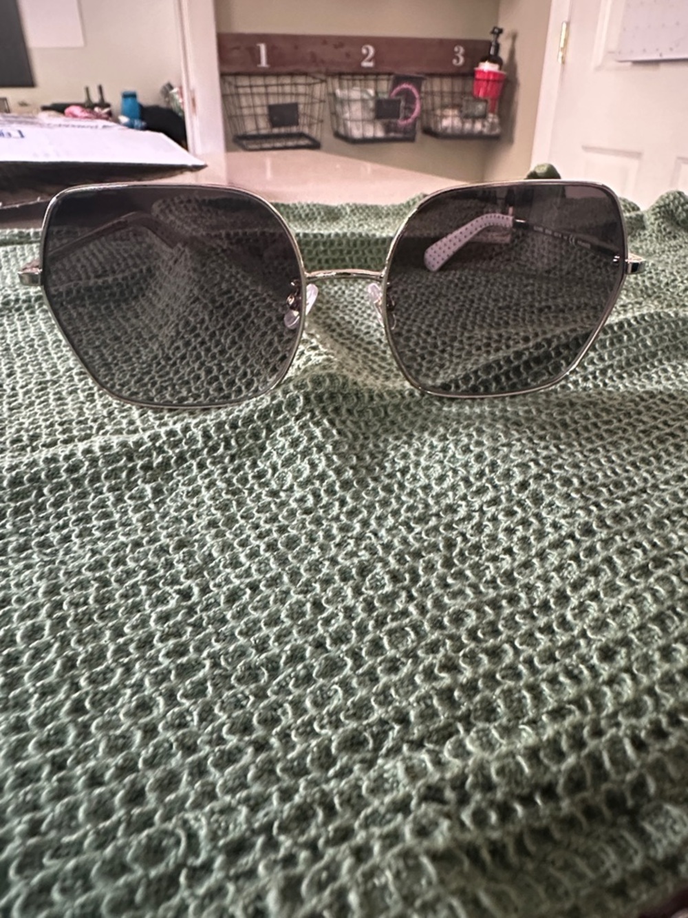 Kate Spade Polarized Silver Frame Sunglasses with Gray Gradient Lenses - Picture 2 of 9